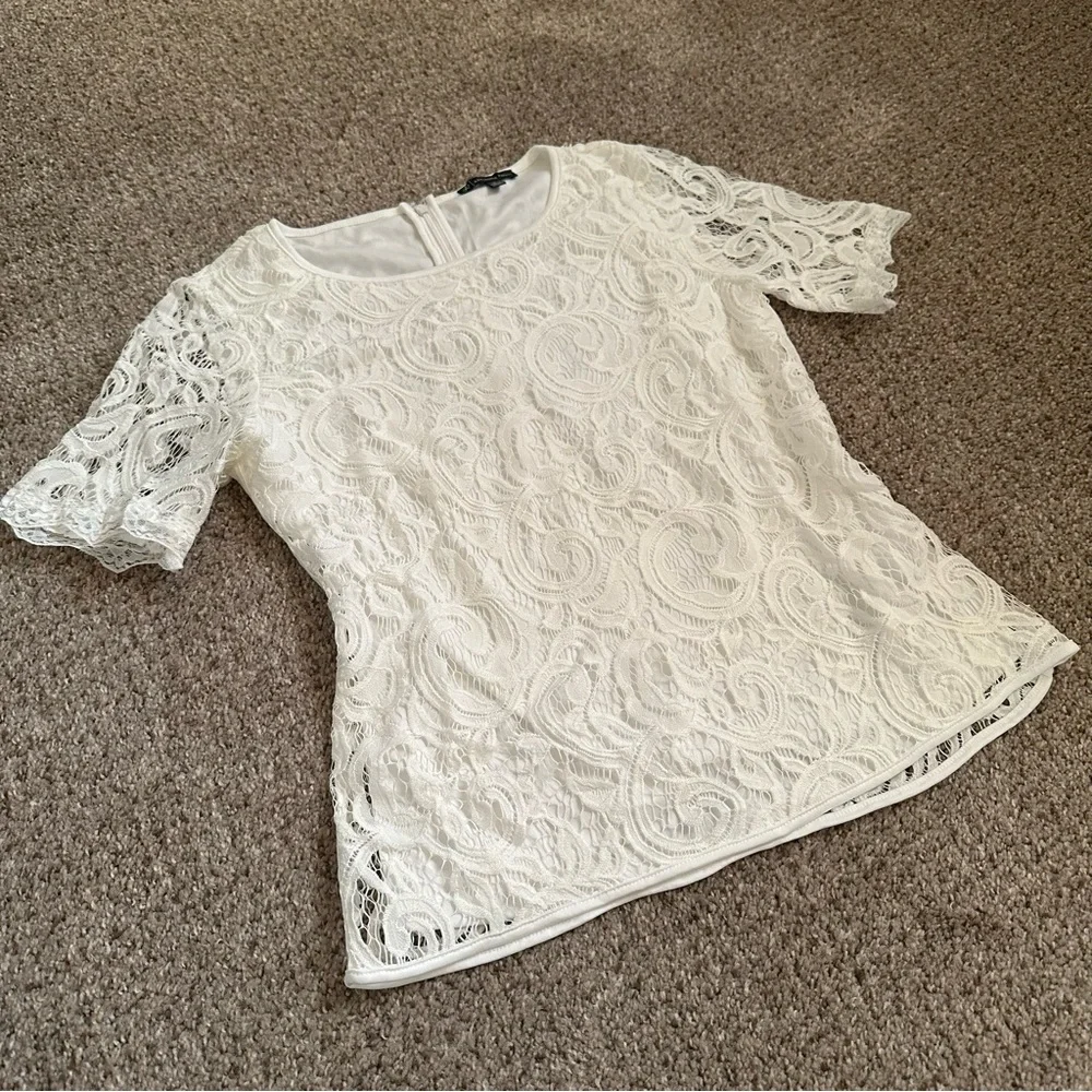 🪽 (NWOT) Adrianna Papell • White Lace Blouse - Picture 10 of 10